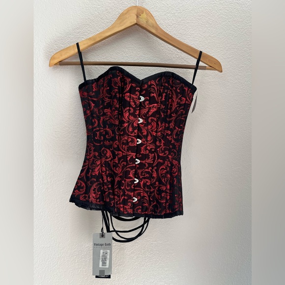 NWT Vintage Goth Elegant Red and Black Corset Lace up Size 18 inch Women’s - Picture 3 of 7